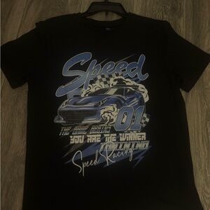 SHEIN Black and Blue Speed Racing Tee
